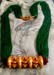 Green Beaded Gorkha Chadke Tilhari with Gold Penda