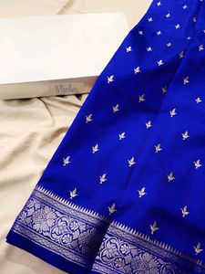 Stunning Satin Silk Embroidery Work Saree