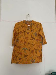 Yellow Floral Print Kurta