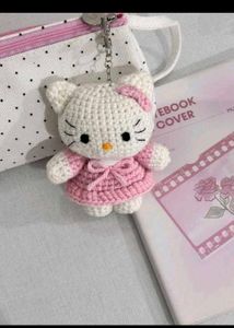Crocheted Hello Kitty Keychain