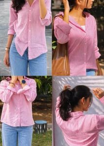 Chic Pink Striped Oversized Shirt