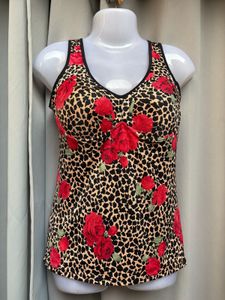 Y2K Leopard Rose Tank Top