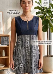 Boho Chic Denim & Print Dress/Top