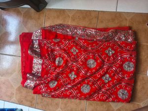 red saree party wear for women