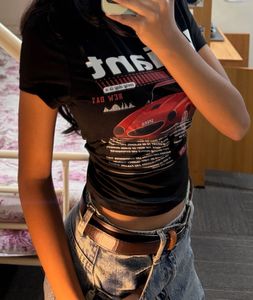 Y2K Graphic Cropped Black Tee | Streetwear 🏁