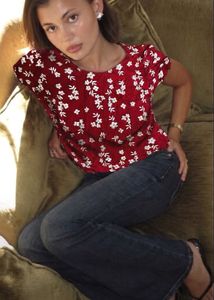 Y2K Red Floral Party Top
