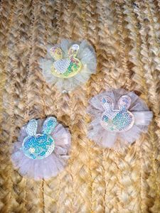 Adorable Bunny Sequin Hair Clips 3 pcs
