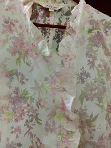 Floral Print Ruffle Blouse