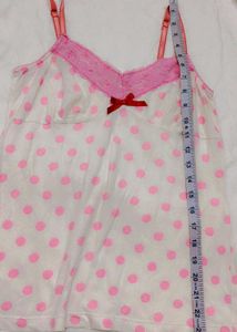 White Polka Dot Ruffle Cami Top