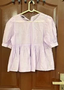 Lavender Striped Peplum Top
