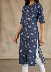 Stylish Blue Floral Print Kurta