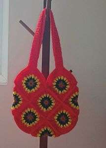 Red Crochet🧶Sunflower🌻Handbag