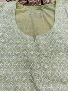 Pista Green Colour Straight Kurti