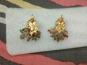 Beautiful South Indian Red &amp; Green Earrings
