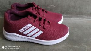 Mehroon And White Color Shoes