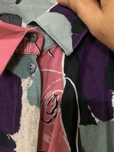 Vintage Abstract Print Button-Up Shirt