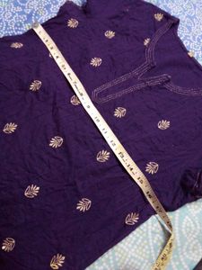 Elegant Dark Purple Kurti with Gold Motifs