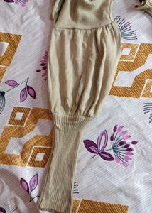 Beige Puff Sleeve Knit Sweater
