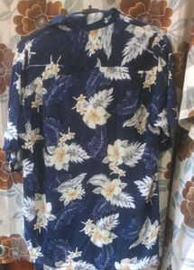 Blue Floral Print Short Sleeve Shirt