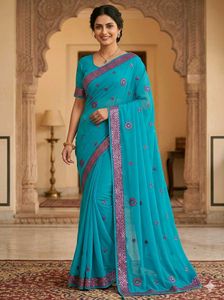 Teal Saree with Embellishments