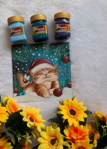 Mini Adorable Christmas Cat Painting