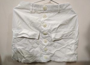 White Cargo Skirt with Button Detail