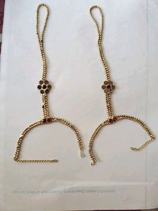6.Gold Plated Hand Bracelet with Stones