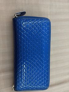 Shiny Blue Snake Print Wallet