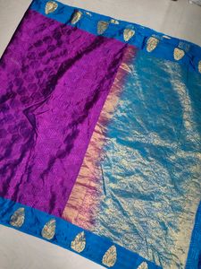 Purple Blue 💜💙 Pattu Saree With Blouse