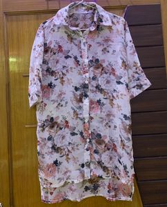 White Flower Print Shirt