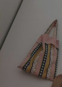 Cutesy kawaii Striped Tote Bag