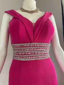 Elegant Hot Pink Gown with Embellished Waist
