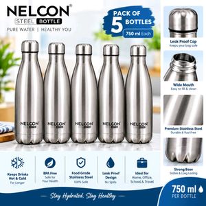 Nelcon Steel Water Bottles - Pack of 5 (RH)