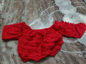 Red Ruffled Sleeve top