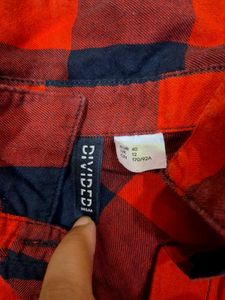 Popular H&amp;M Red &amp; Black Plaid Oversized Shirt