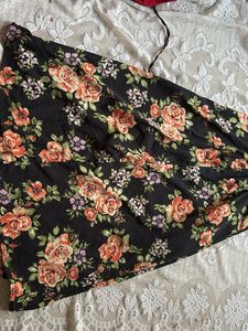 Black Floral Puff Sleeve Midi Dress