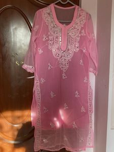Pink Embroidered Kurta