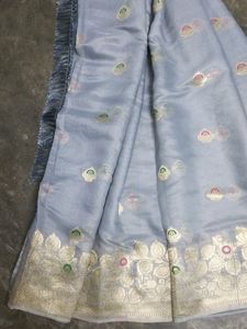 Embroiding Cotton Grey Colour Saree