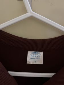 Burgundy Collared Long Sleeve Top