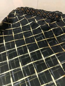 ​ Black &amp; Gold Saree Elegance ✨️