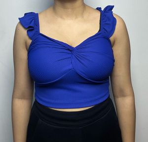 Royal Blue Ruffled Crop Top