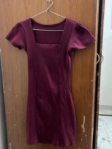 maroon body con dress