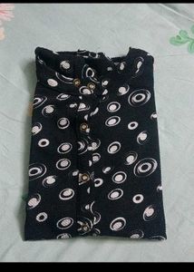 Stylish Black Kurta with White Circles