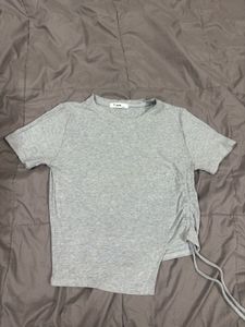 Grey Ruched T-Shirt