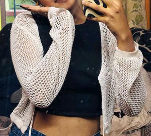 Chic White Mesh Cardigan