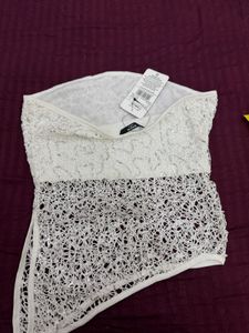 Shein White Lace Strapless Top