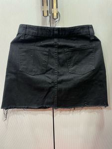 Classic Black Denim Mini Skirt