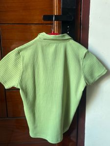 Lime Green Ribbed Polo T-Shirt