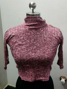 Burgundy Knit Turtleneck Top