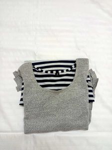 Striped Tunic with Fringed Overlay